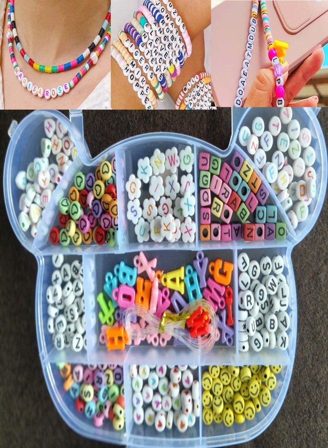Do It Yourself DIY Crafts Letter Bead Kit Storage Organizers, Alphabet Beads Set Heart Bear Shaped Cases 4x7mm Round Letter, Acrylic Alphabet Beads for Friendship Bracelet Making Necklace Keychain (140 Pcs Multi-6) - Image 1